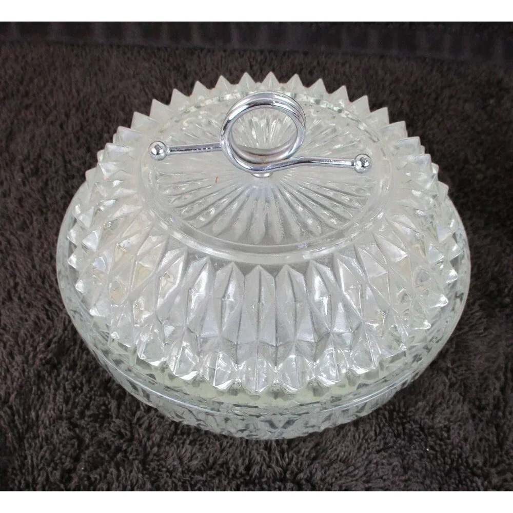 Crystal-lidded dish Small candy catchall trinket holder Indiana keepsake